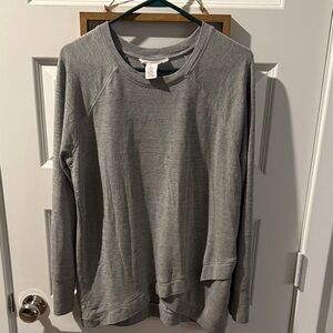 Workshop Republic Clothing Heather Gray CREWNECK asymmetrical sweatshirt L LARGE